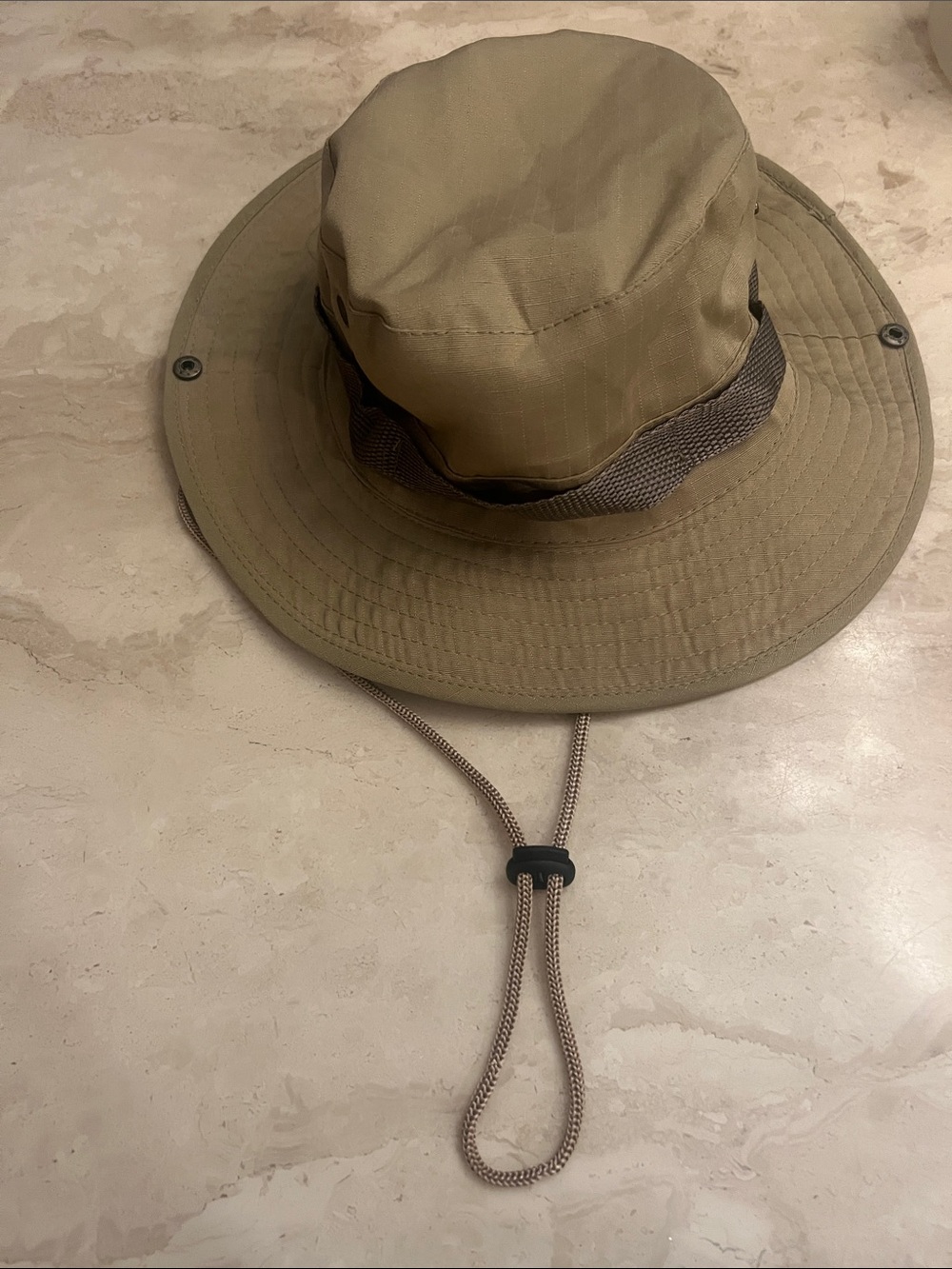 Khaki Boonie Hat with Chin Cord NWOT
